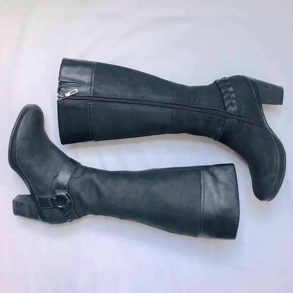 Clarks knee boots, comfortable 3” heel, black nubuck, size US 6.5M (EU38) - Picture 3 of 14
